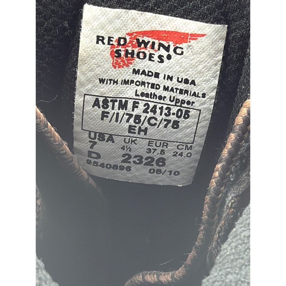 Red Wing 2326 Work Boots 7 Brown Leather Steel Toe Workwear Streetwear USA - Picture 4 of 9